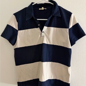 Madewell Striped Navy and Cream Polo Shirt